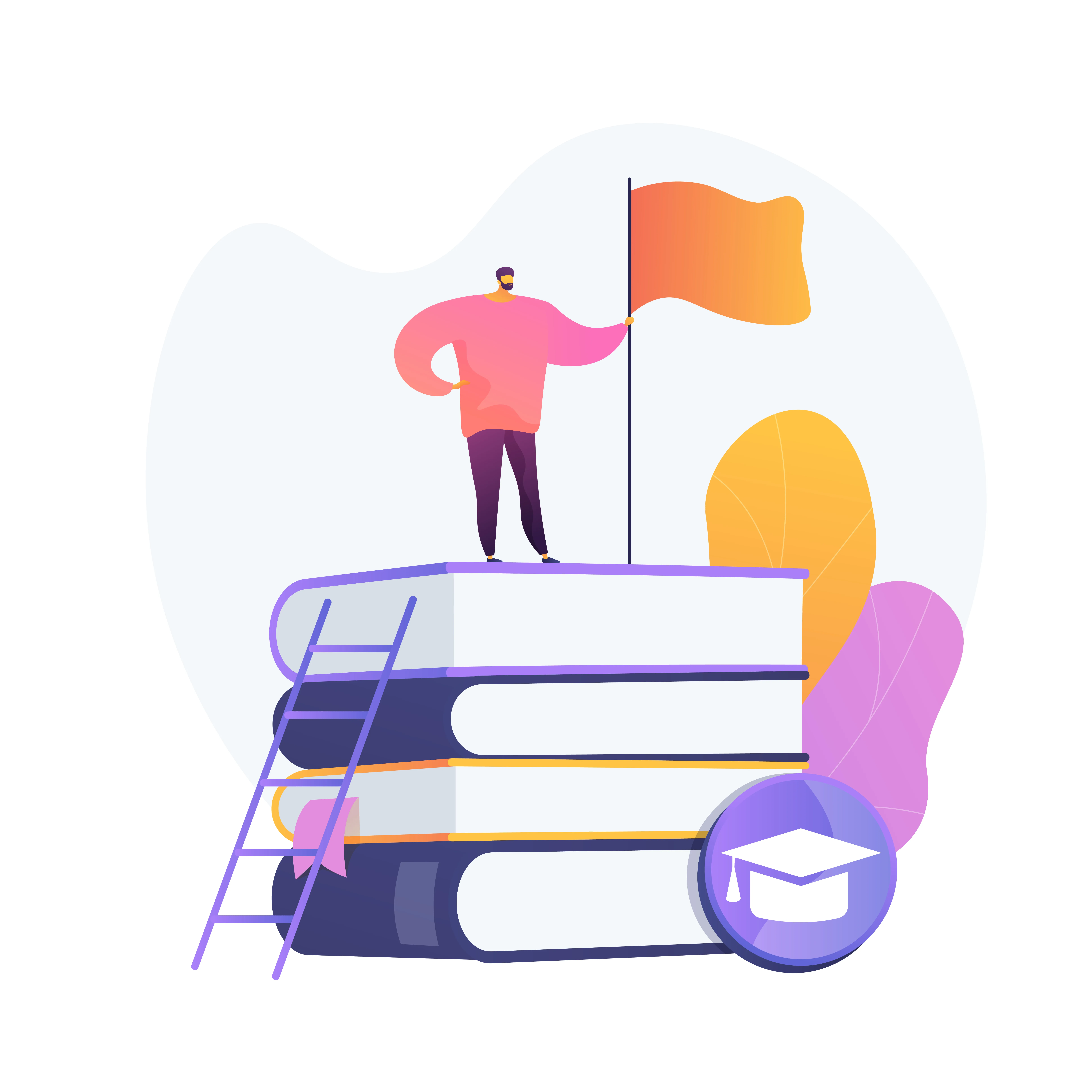Vector art of person achieving academic success